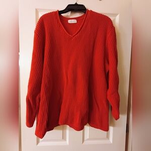 Pierre Cardin Vibrant Red V-Neck Sweater Size XL